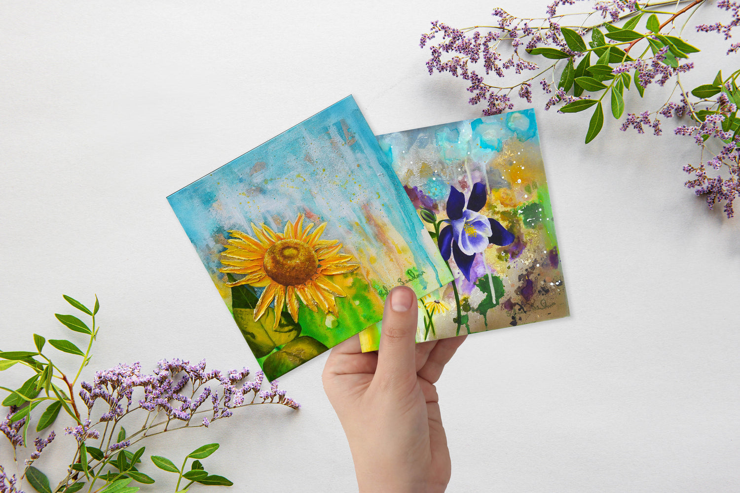 Abstract Floral Greeting Cards in packs of ten