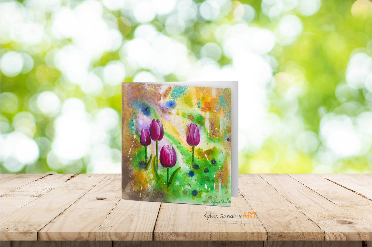 Single Arty Greeting Cards Printed with Abstract Floral Images taken from Original Paintings