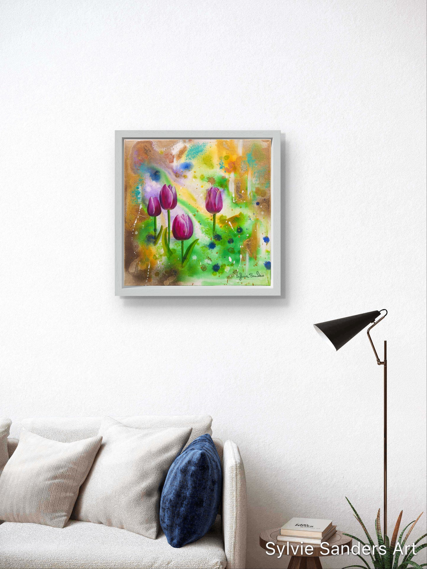 Pink Tulips - Framed Original Painting