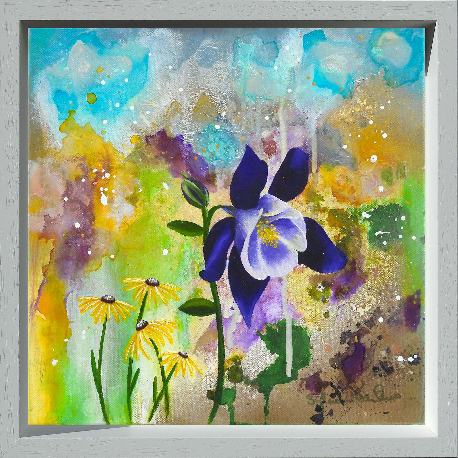 Columbine Abstract  Floral Painting