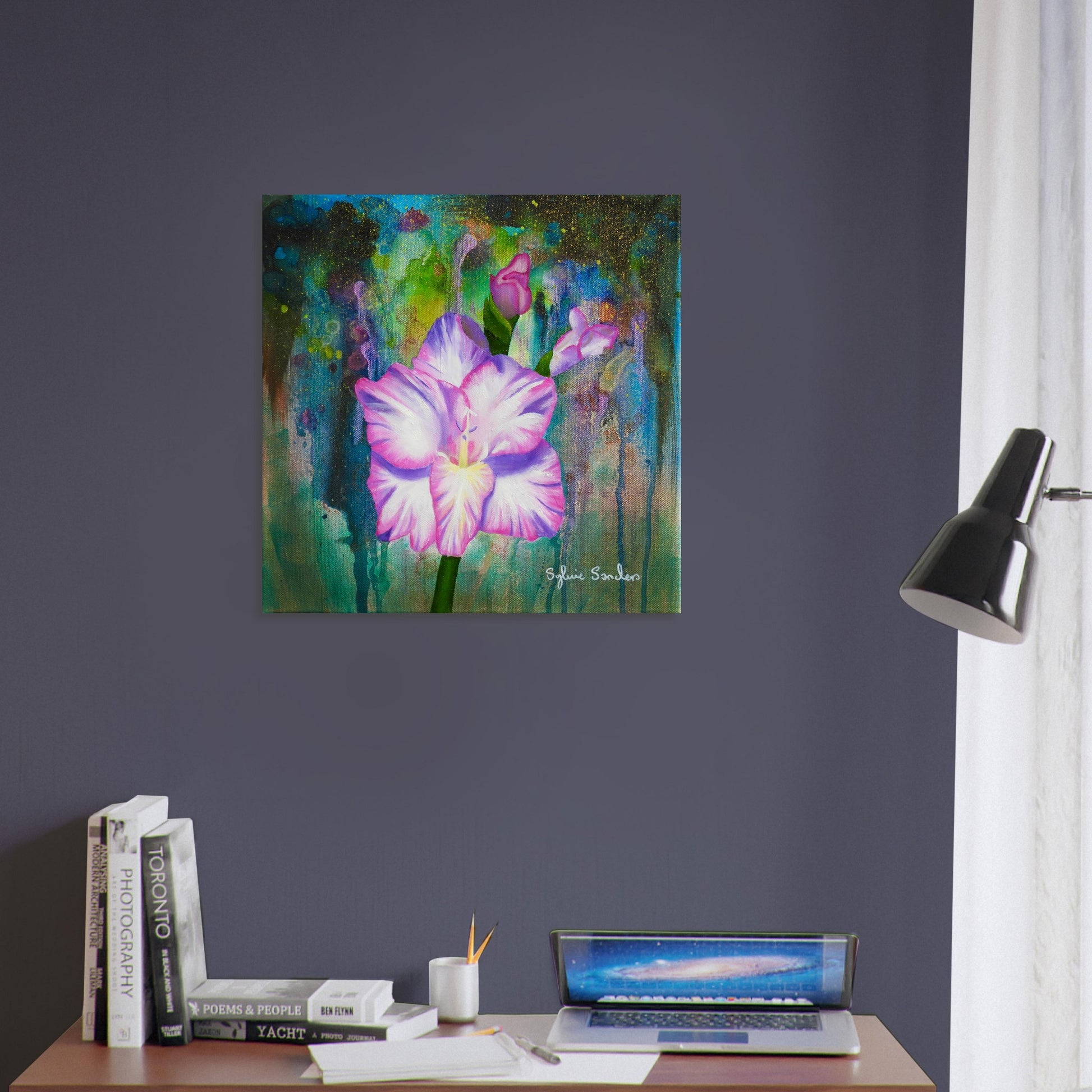 Wall Hung Aluminium Print Gladioli Symphony in the Study