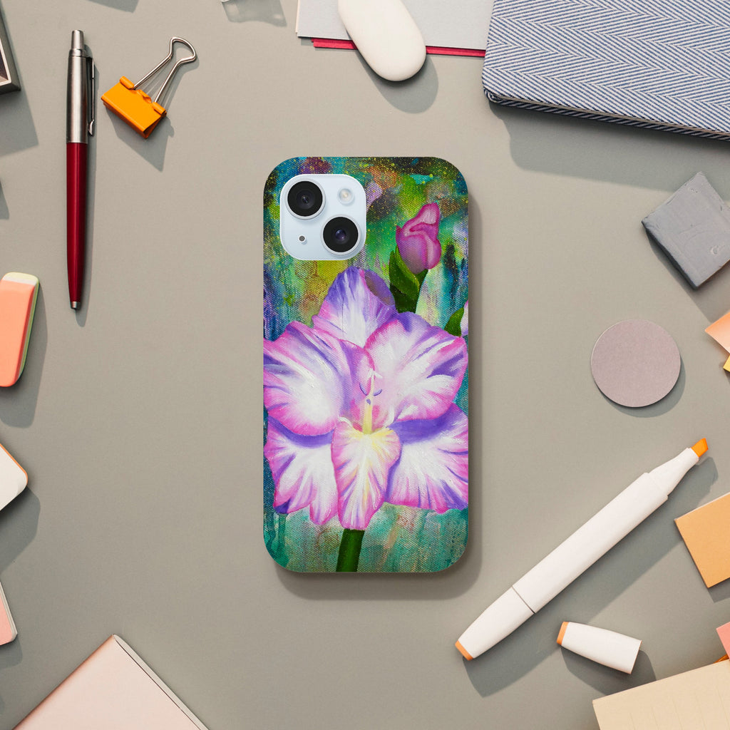 Gladioli Symphony Tough Mobile Phone Case on the desk