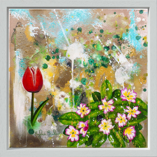 More Spring Flowers Abstract Floral Original Painting Framed