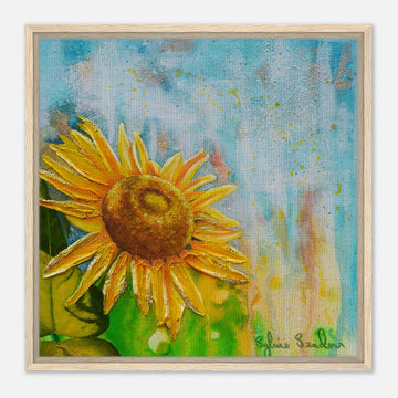 Natural Wood Framed Sunflower Canvas