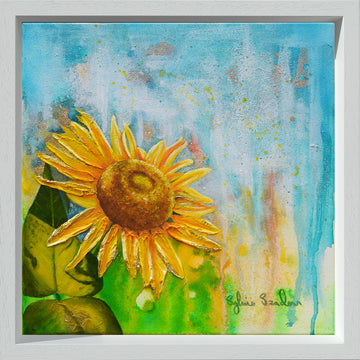 Original Abstract Floral Sunflower Framed Painting