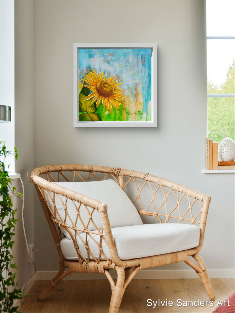 Hanging Sunflower Painting in Lounge