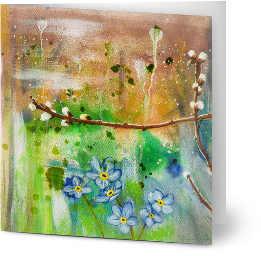 Pussy Willow Forget Me Not - Single Greeting Card