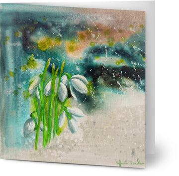 Snowdrops Greeting Card Stood Upright